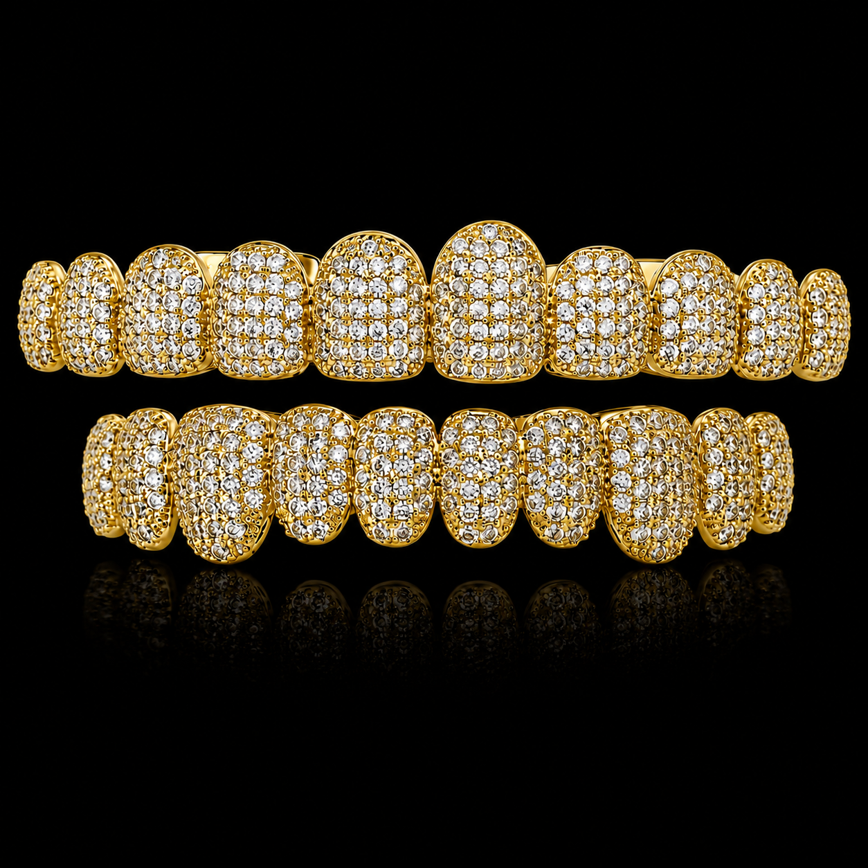 Luxe Gouden Diamond Grillz – 10 Boven & 10 Onder - MQ126023