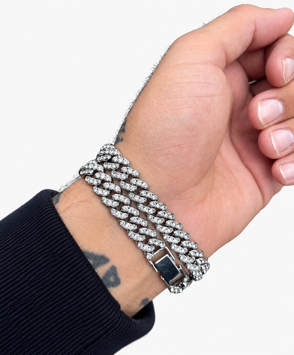 Zilveren Cuban Link Armband met Diamantjes - #31