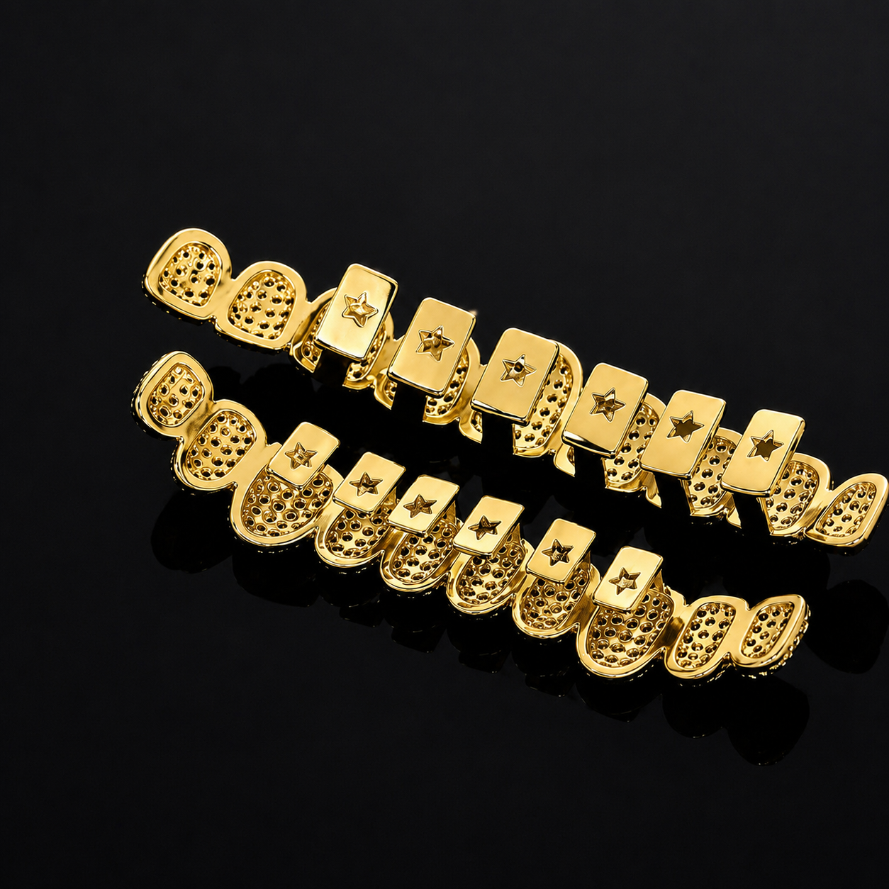 Luxe Gouden Diamond Grillz – 10 Boven & 10 Onder - MQ126023