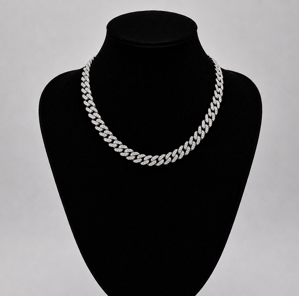 Cuban Chain - 45cm - Zilver/Diamond - MQ4406