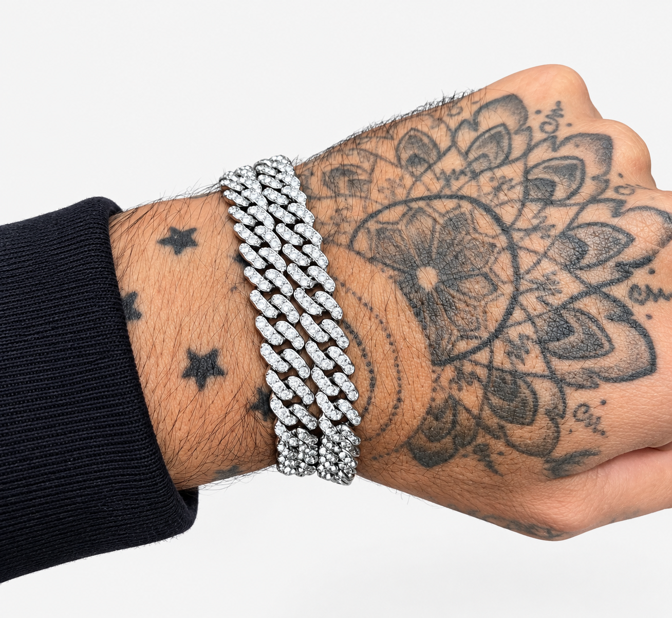 Zilveren Cuban Link Armband met Diamantjes - #31