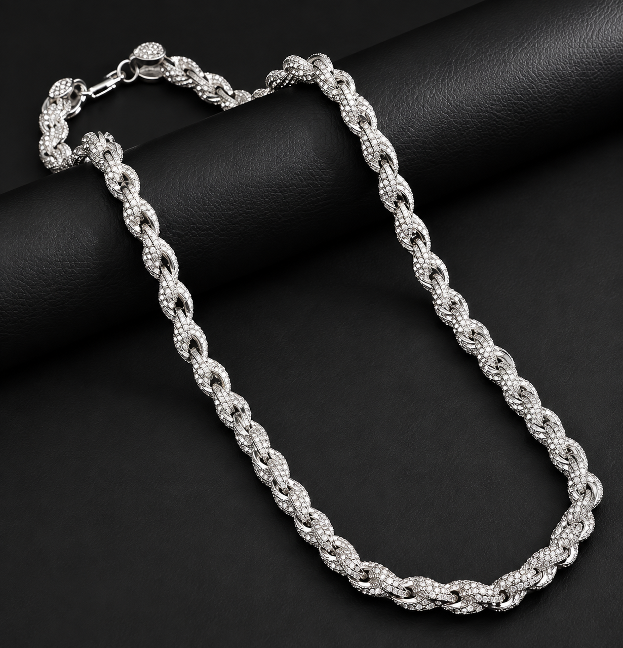 Rope Iced Out Zilveren Ketting Heren – 60 cm x 10 mm #39
