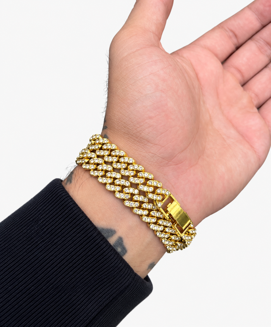 Gouden Cuban Link Armband met Diamantjes  - #32
