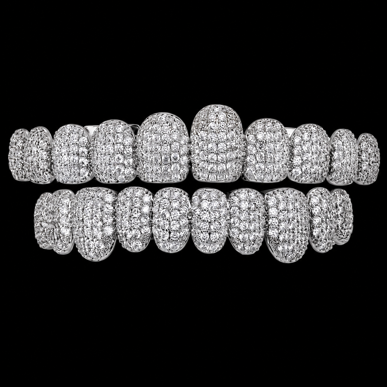 Luxe Zilveren Diamond Grillz – 10 Boven & 10 Onder - MQ126022
