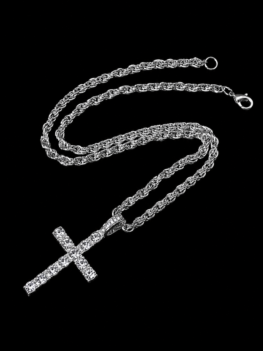 Luxe Gouden Kruisketting met Diamantjes – 60 cm – Rope Chain